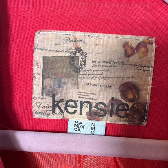 Kensie Red Trench Coat with Double-Breasted Design and Wide Collar - Picture 2 of 6